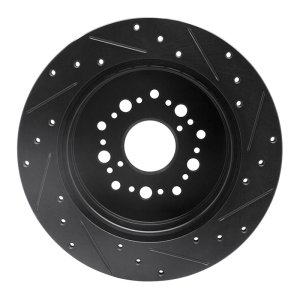 Lexus LS400 Brake Rotor (1) - Rear Left - R1 Concepts - Drilled & Slotted - Black - `92-`00